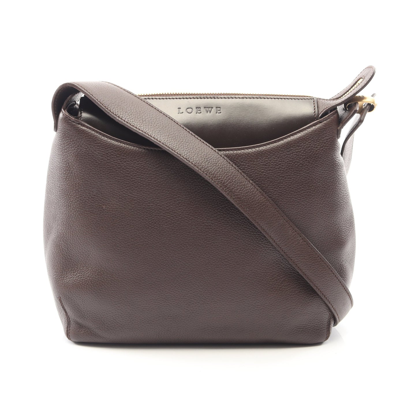 ロゴ ショルダーバッグ レザー ダークブラウン ロエベ バッグ LOEWE