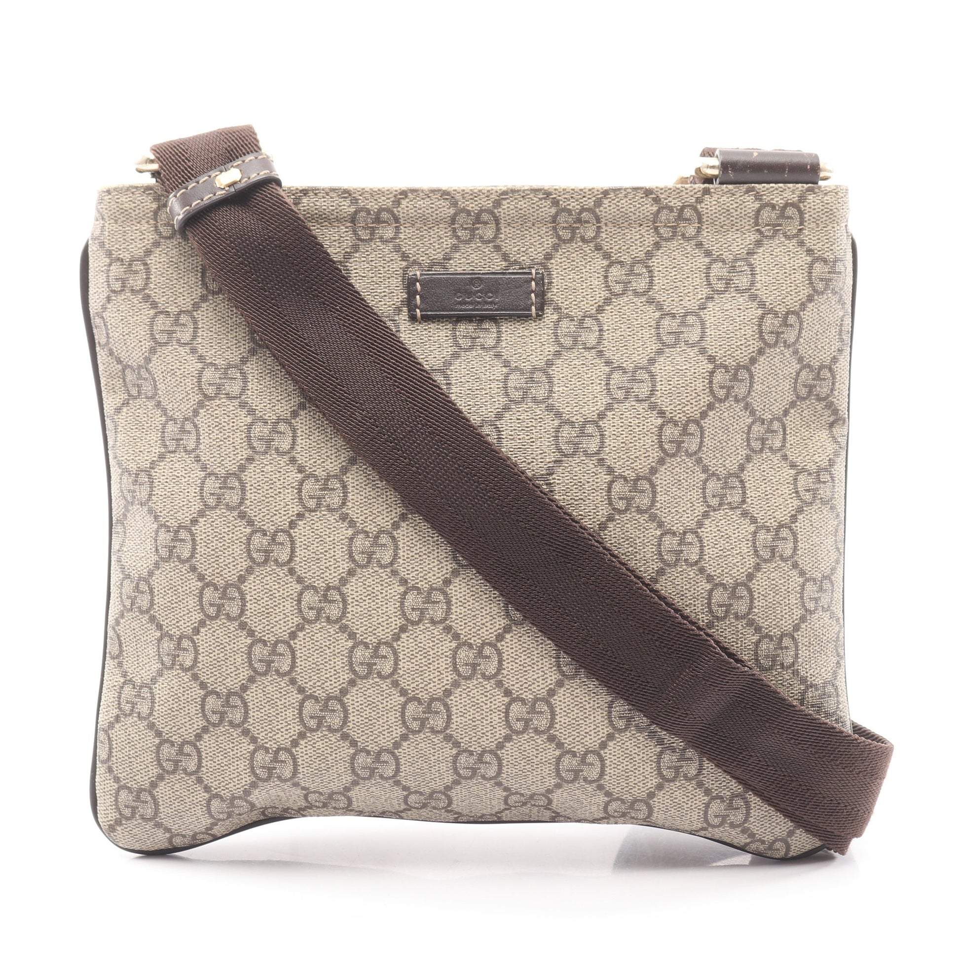 GGスプリーム ショルダーバッグ PVC レザー グレーベージュ ブラウン グッチ バッグ GUCCI