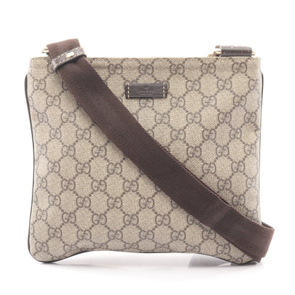 GGスプリーム ショルダーバッグ PVC レザー グレーベージュ ブラウン グッチ バッグ GUCCI