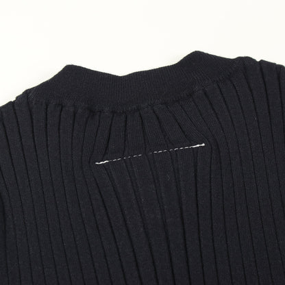カットアウト リブ ニット レーヨン ネイビー エムエムシックスメゾンマルジェラ トップス MM6 MAISON MARGIELA