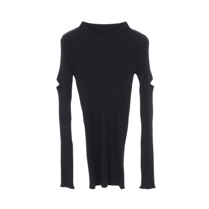 カットアウト リブ ニット レーヨン ネイビー エムエムシックスメゾンマルジェラ トップス MM6 MAISON MARGIELA