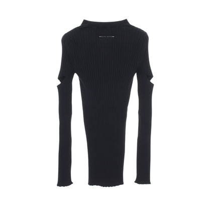 カットアウト リブ ニット レーヨン ネイビー エムエムシックスメゾンマルジェラ トップス MM6 MAISON MARGIELA