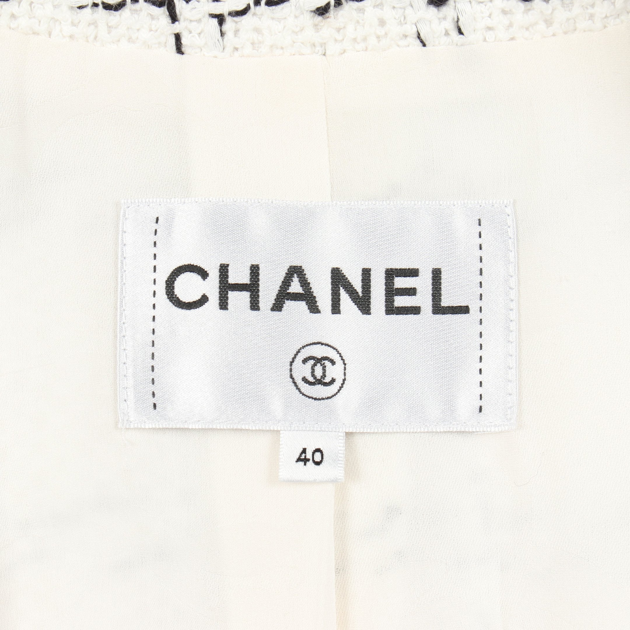 【美品】CHANEL ツイードジャケット ホワイト　ココマーク 定番　入学式 ココマークボタン ツイード チェック ジャケット コットン ホワイト