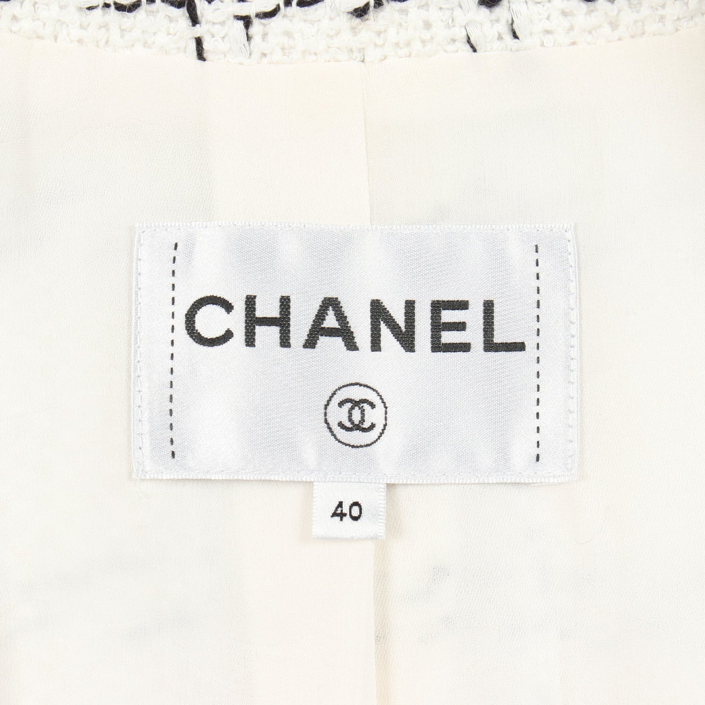 ココマークボタン ツイード チェック ジャケット コットン ホワイト ブラック シャネル アウター CHANEL