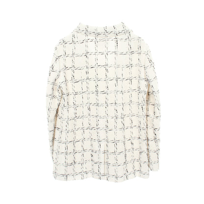 ココマークボタン ツイード チェック ジャケット コットン ホワイト ブラック シャネル アウター CHANEL