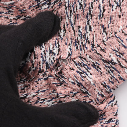ココマークボタン チェーントリム ツイード ジップアップ ジャケット コットン シルク ナイロン ピンク マルチカラー シャネル アウター CHANEL