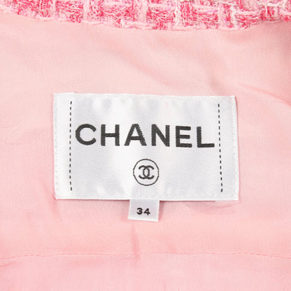 ココマークボタン ツイード ジャケット 半袖 コットン ピンク シャネル アウター CHANEL