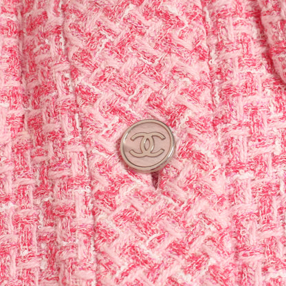 ココマークボタン ツイード ジャケット 半袖 コットン ピンク シャネル アウター CHANEL