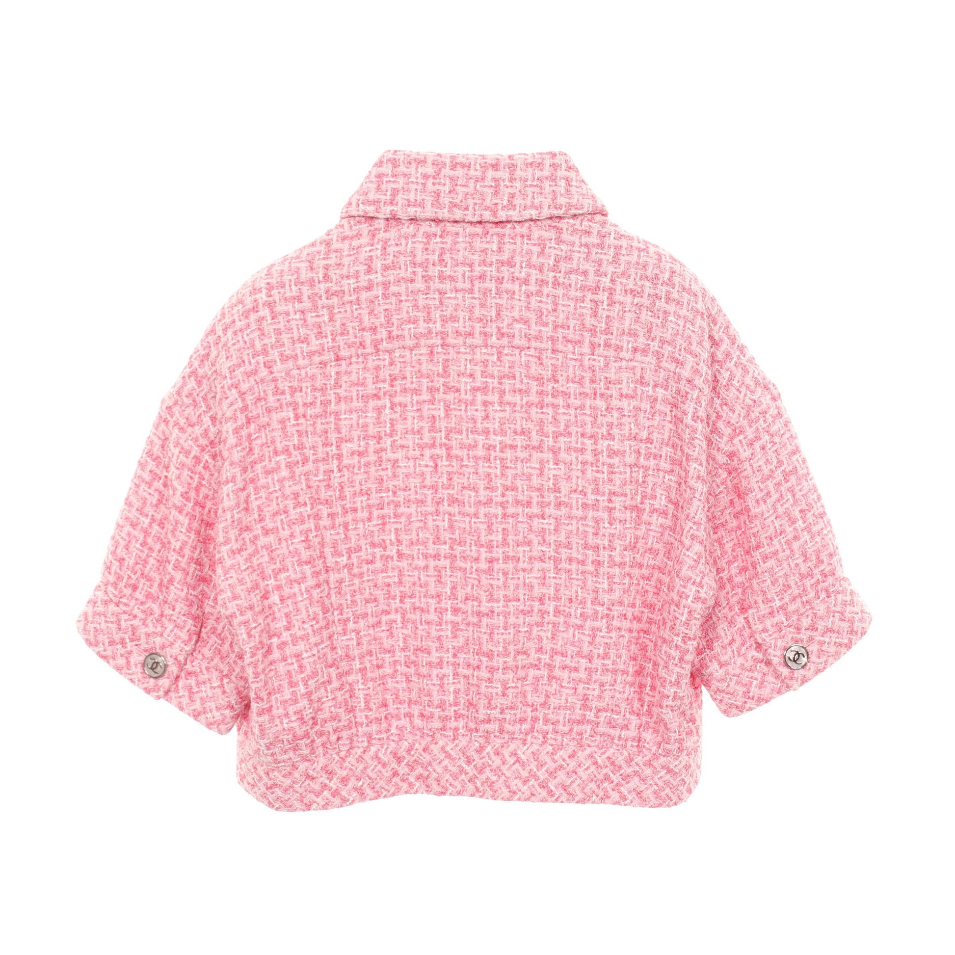 ココマークボタン ツイード ジャケット 半袖 コットン ピンク シャネル アウター CHANEL