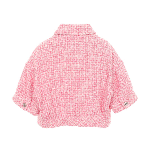 ココマークボタン ツイード ジャケット 半袖 コットン ピンク シャネル
