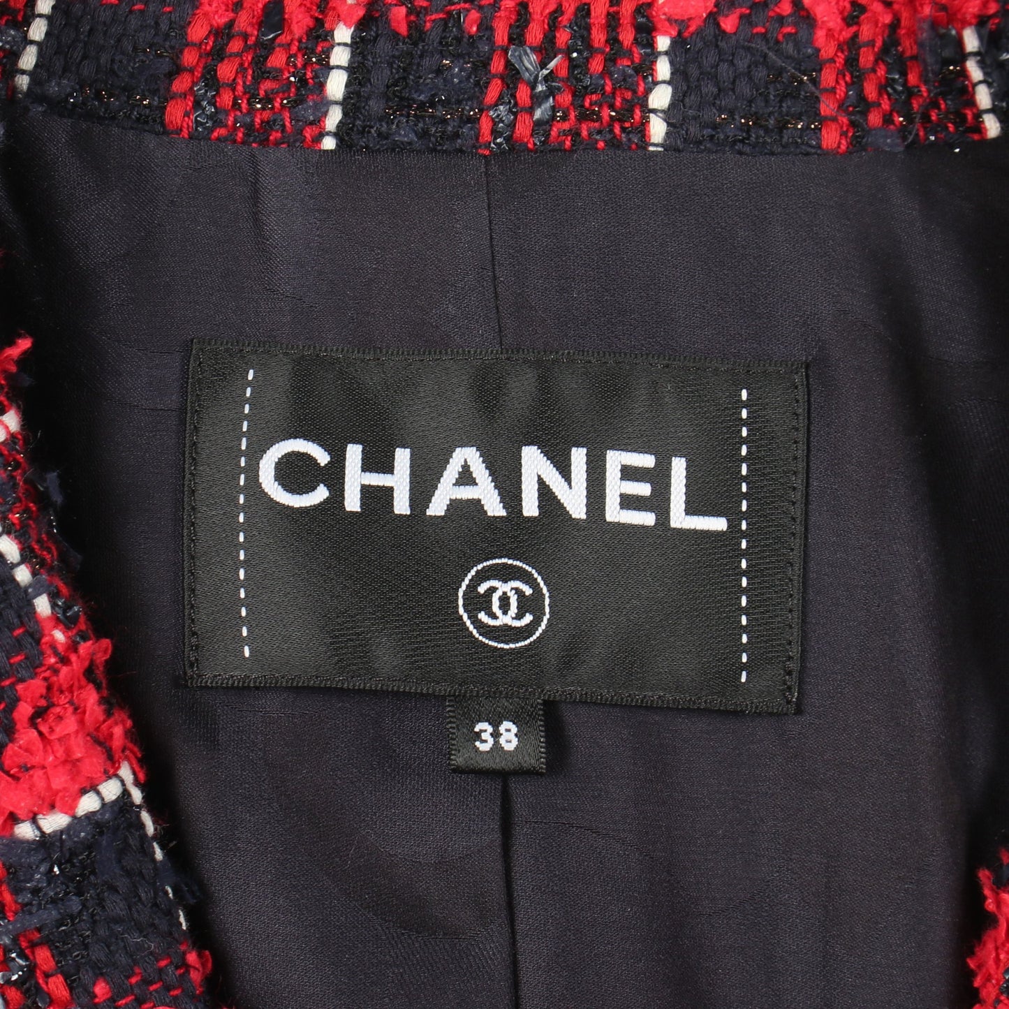 ココマークボタン ツイード テーラードジャケット コットン ナイロン レッド ネイビー シャネル アウター CHANEL