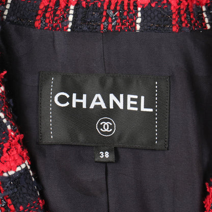 ココマークボタン ツイード テーラードジャケット コットン ナイロン レッド ネイビー シャネル アウター CHANEL