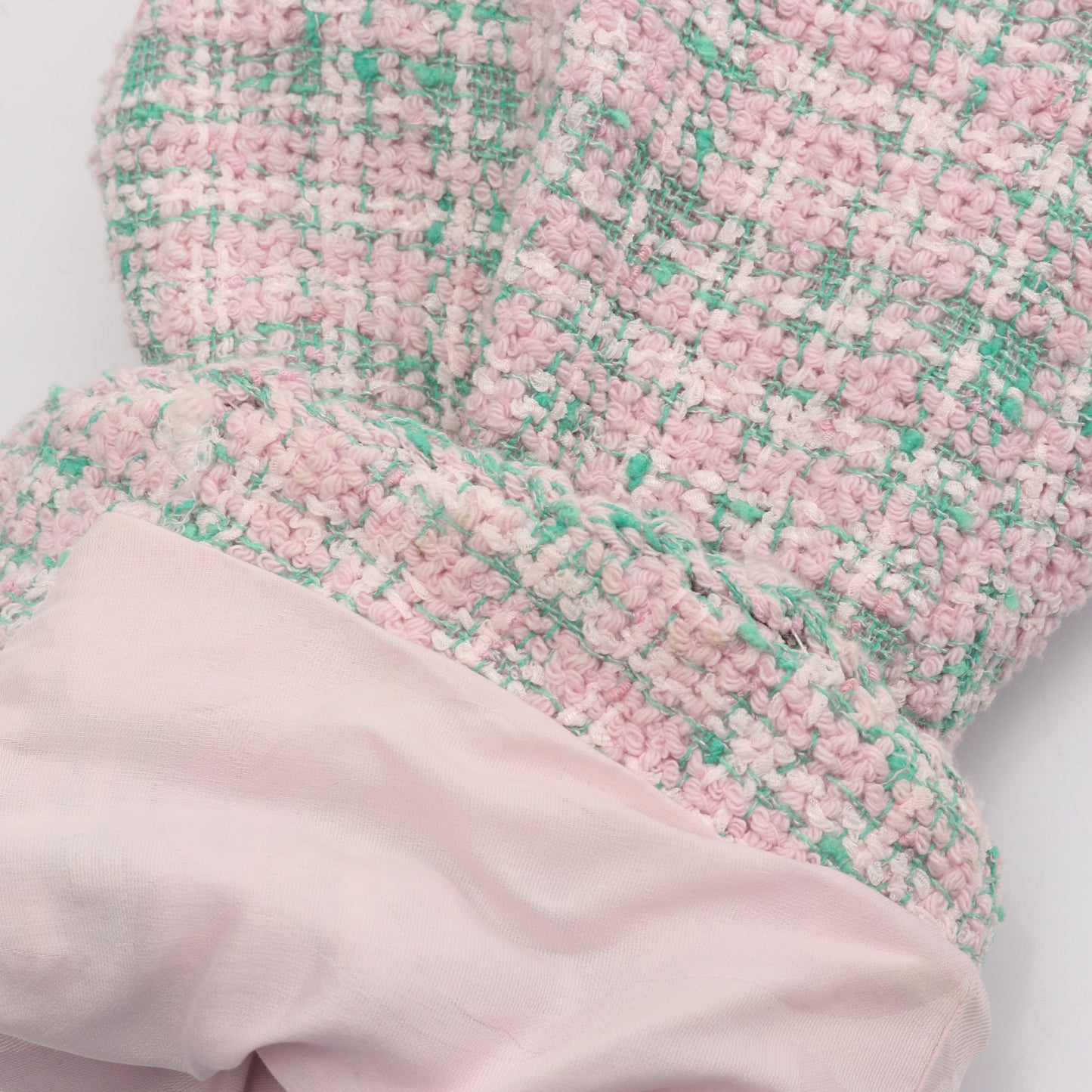 ココマークボタン チェック ツイード 1B ジャケット コットン ピンク グリーン シャネル アウター CHANEL
