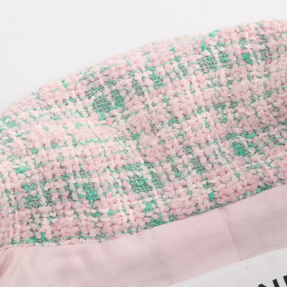 ココマークボタン チェック ツイード 1B ジャケット コットン ピンク グリーン シャネル アウター CHANEL