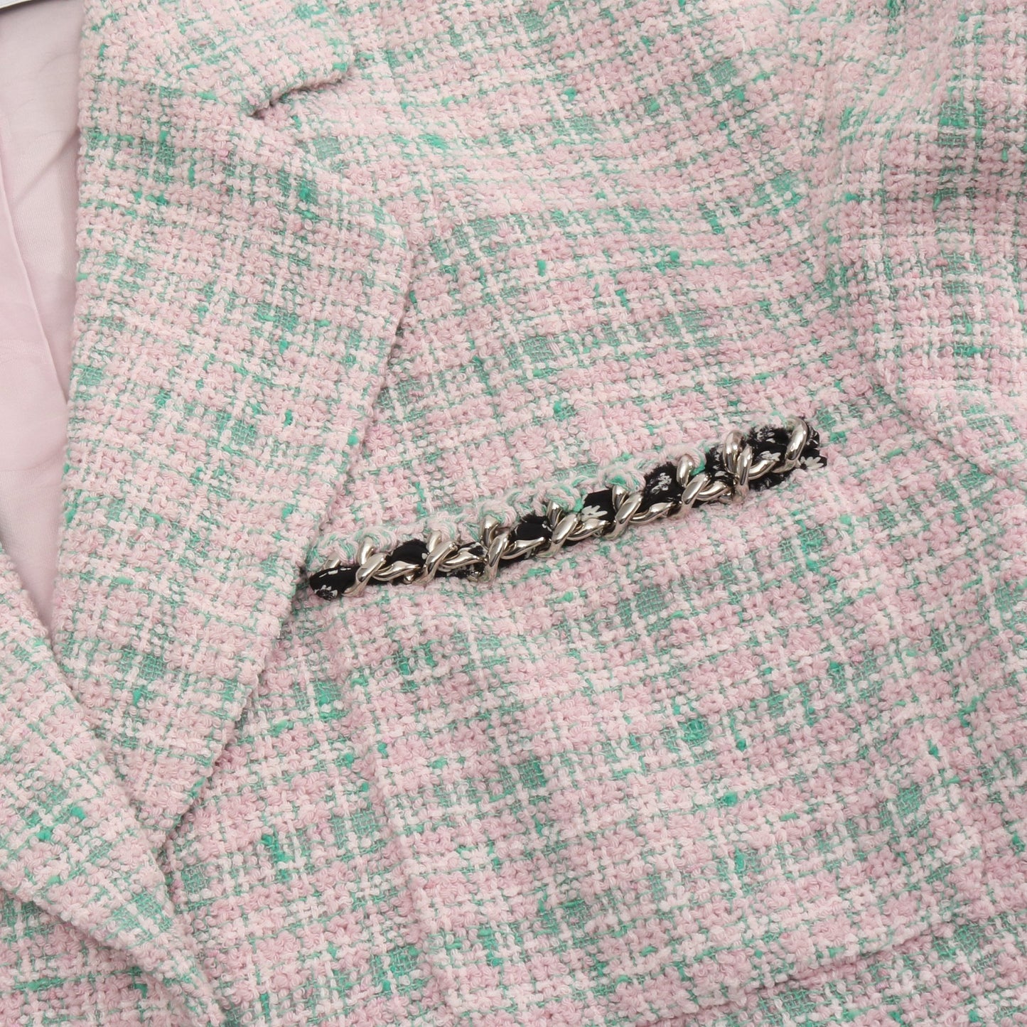 ココマークボタン チェック ツイード 1B ジャケット コットン ピンク グリーン シャネル アウター CHANEL