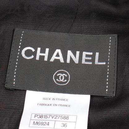 ココマークボタン スパンコール付き ツイード ジャケット レッド ブラック ホワイト シャネル アウター CHANEL