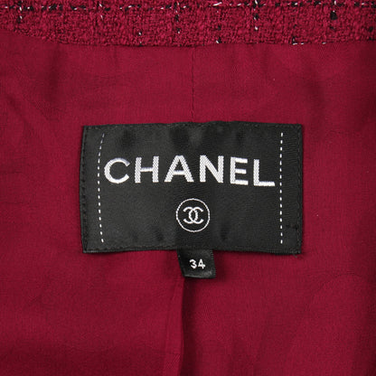 ココマークボタン ツイード ノーカラージャケット ウール ピンクパープル シャネル アウター CHANEL