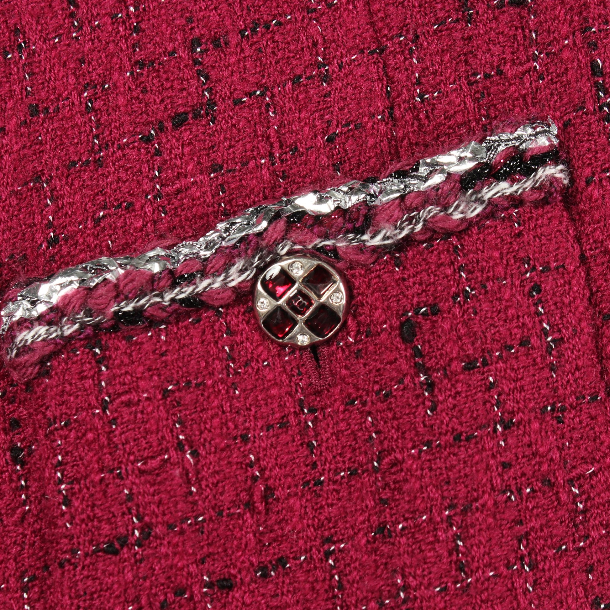 ココマークボタン ツイード ノーカラージャケット ウール ピンクパープル シャネル アウター CHANEL