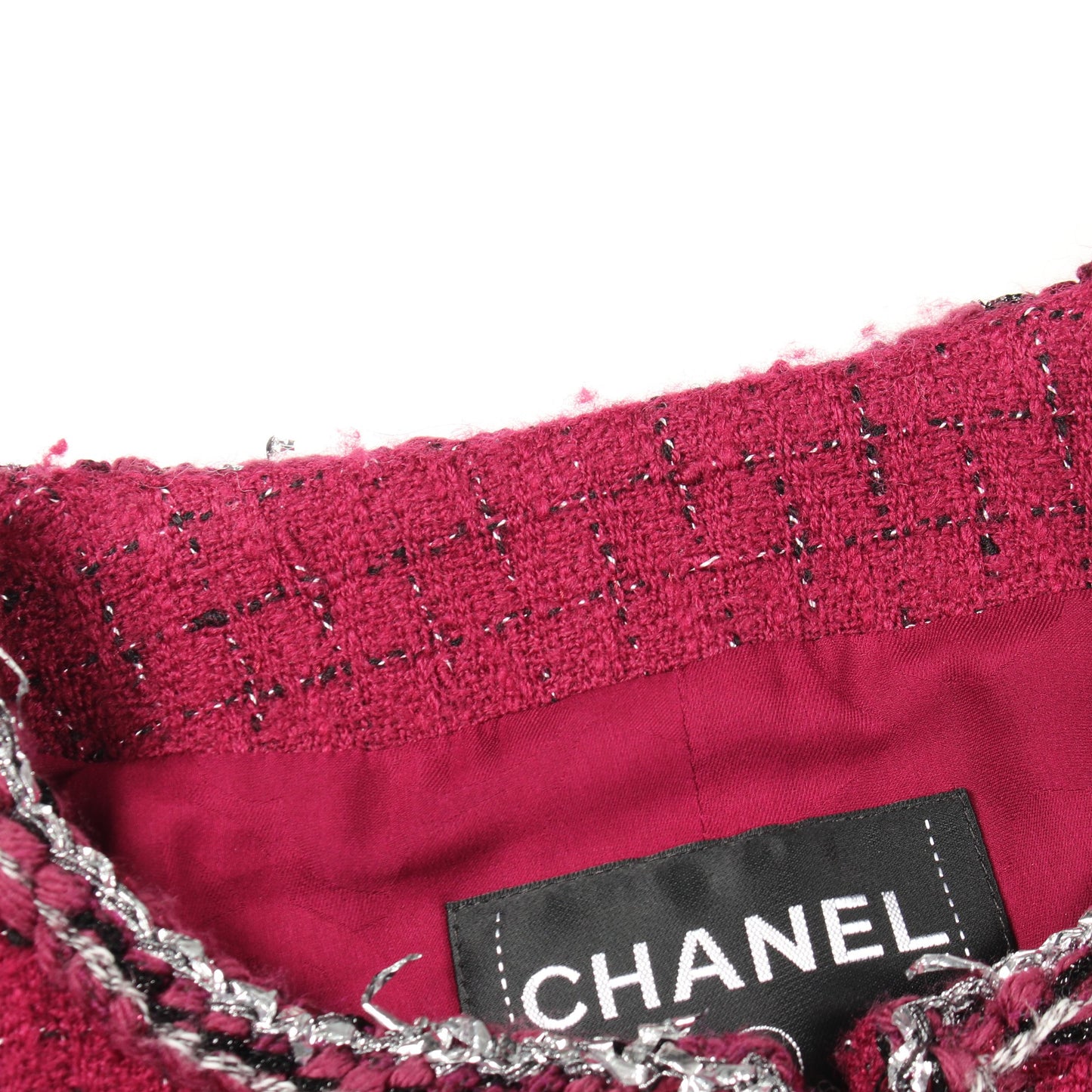 ココマークボタン ツイード ノーカラージャケット ウール ピンクパープル シャネル アウター CHANEL