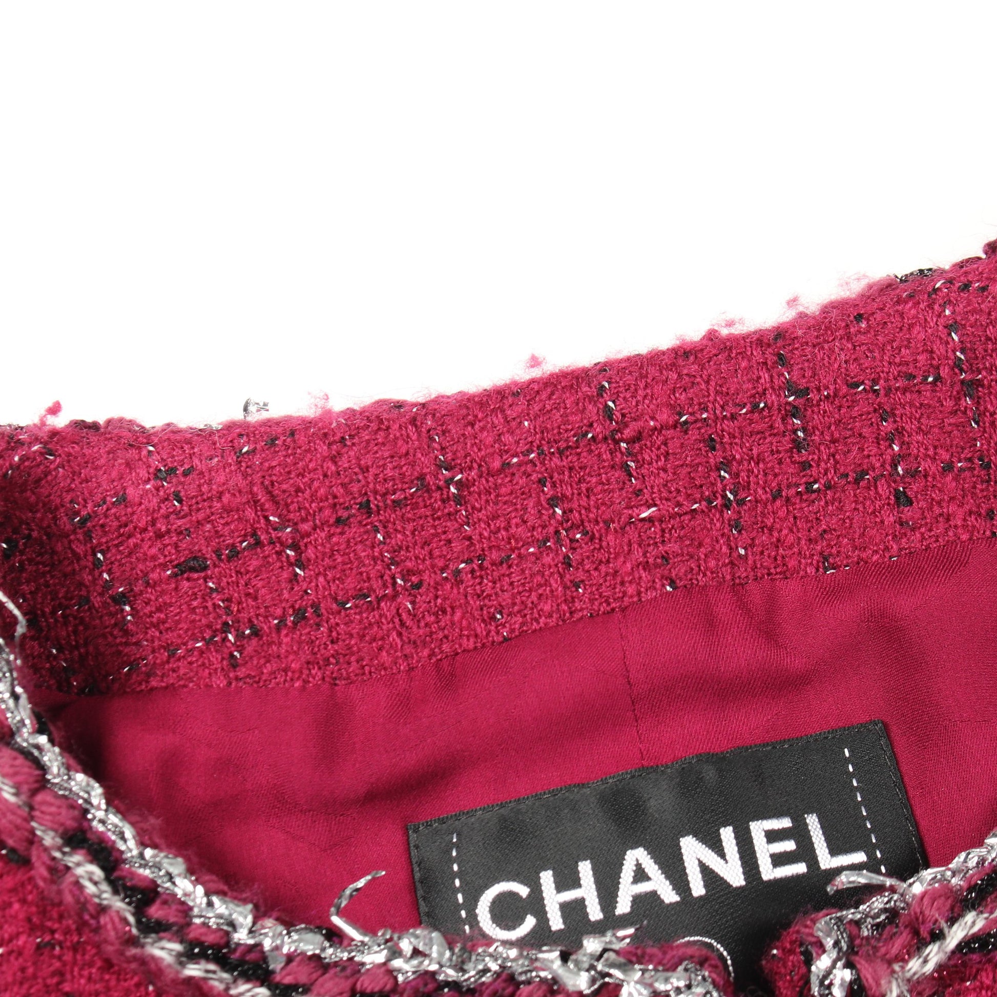 ココマークボタン ツイード ノーカラージャケット ウール ピンクパープル シャネル アウター CHANEL
