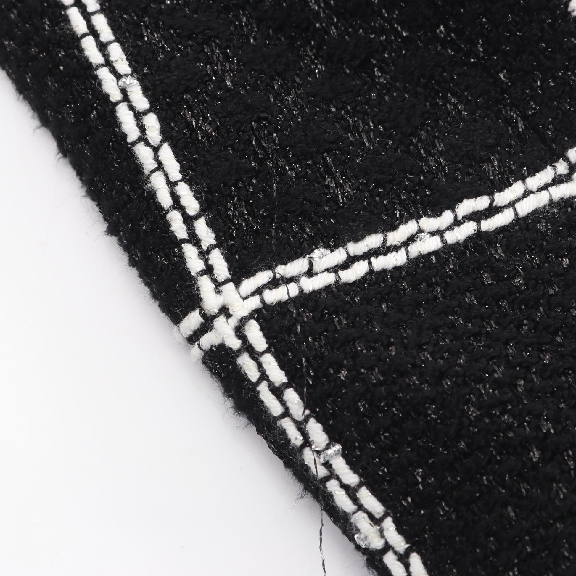23FW ココマークボタン フリル ツイード ジャケット ビスコース ブラック ホワイト シャネル アウター CHANEL
