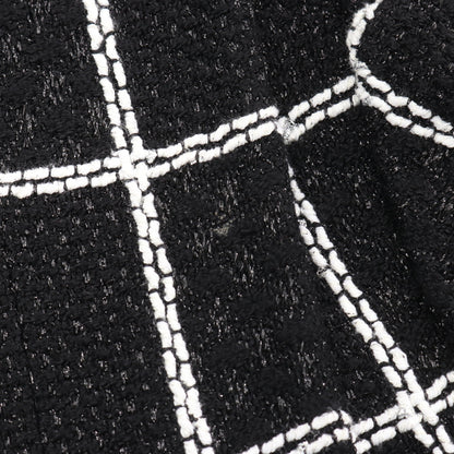 23FW ココマークボタン フリル ツイード ジャケット ビスコース ブラック ホワイト シャネル アウター CHANEL