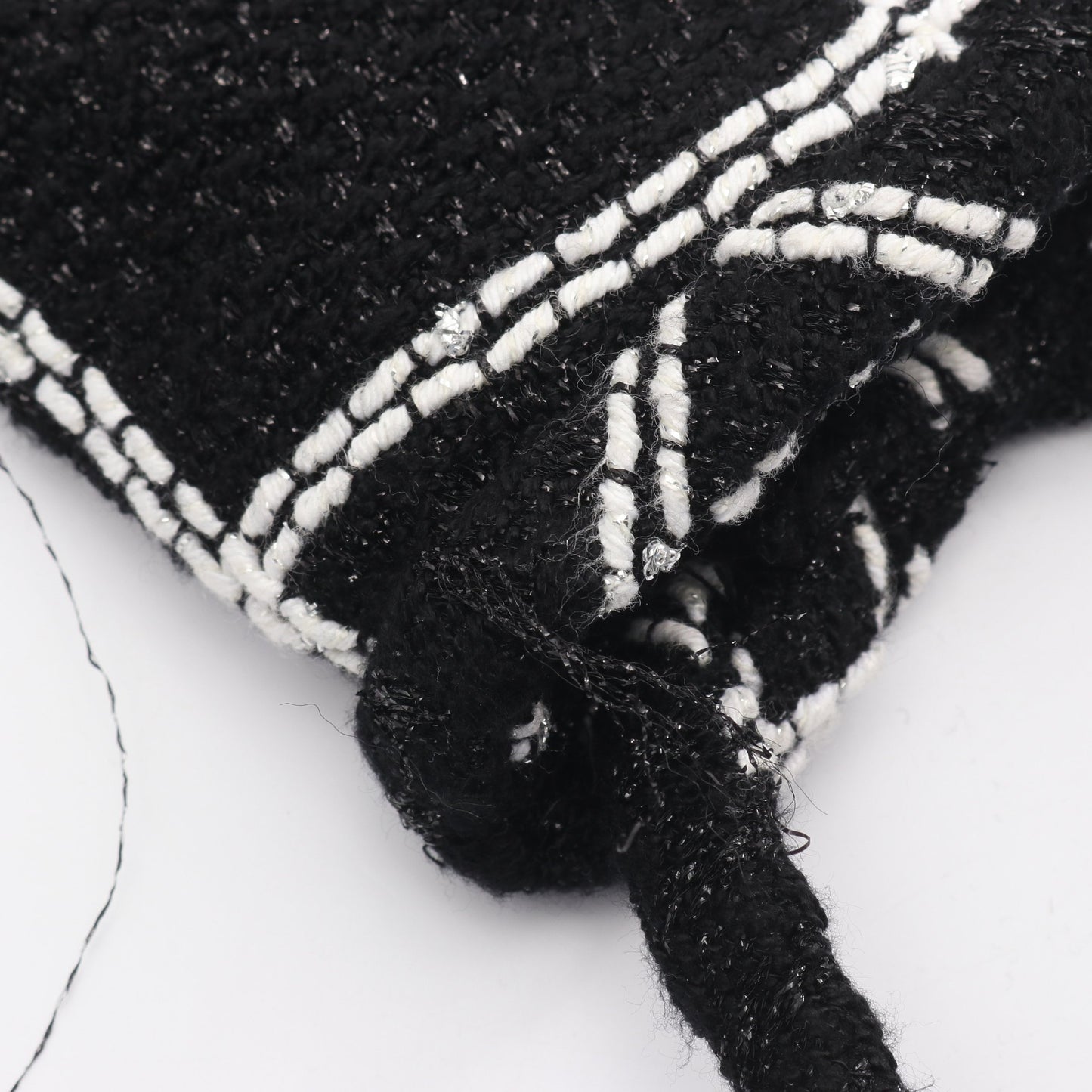 23FW ココマークボタン フリル ツイード ジャケット ビスコース ブラック ホワイト シャネル アウター CHANEL