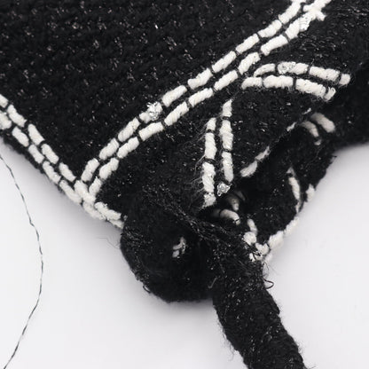 23FW ココマークボタン フリル ツイード ジャケット ビスコース ブラック ホワイト シャネル アウター CHANEL