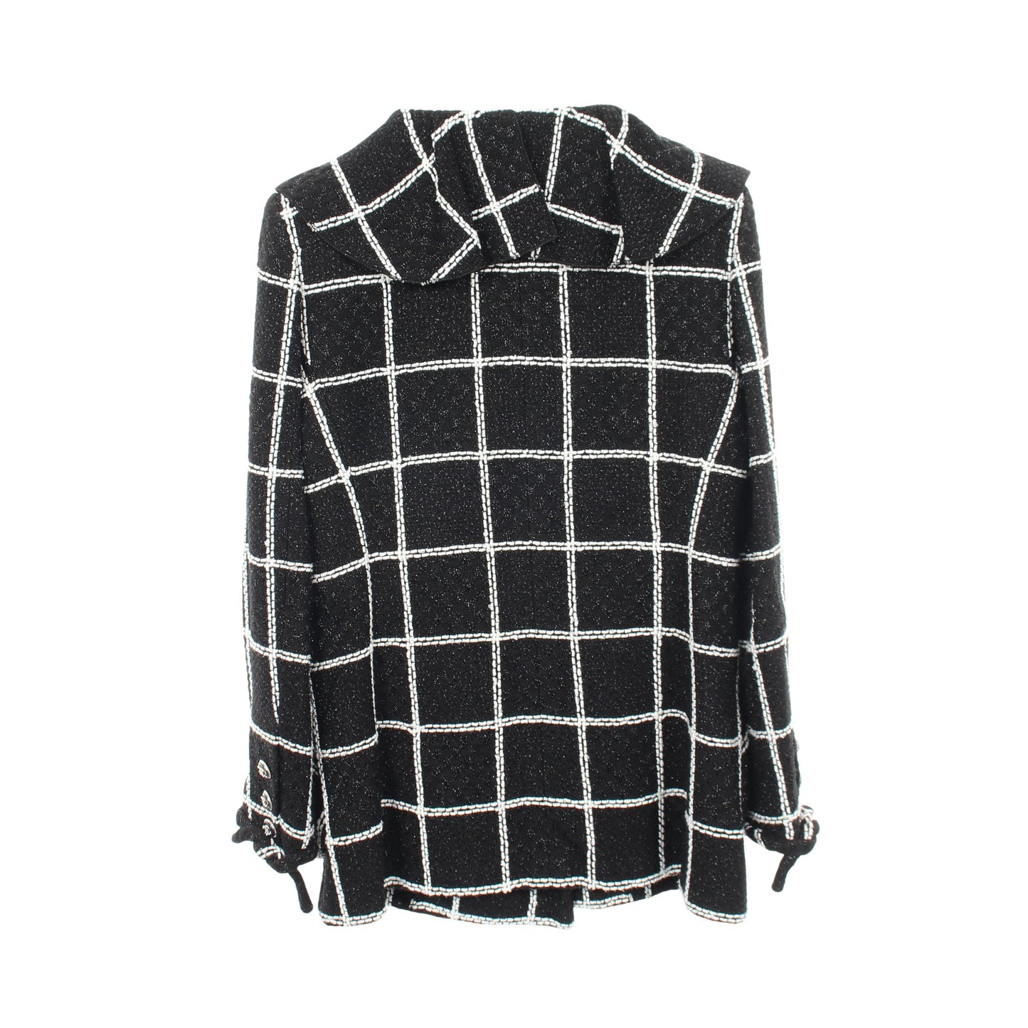 23FW ココマークボタン フリル ツイード ジャケット ビスコース ブラック ホワイト シャネル アウター CHANEL