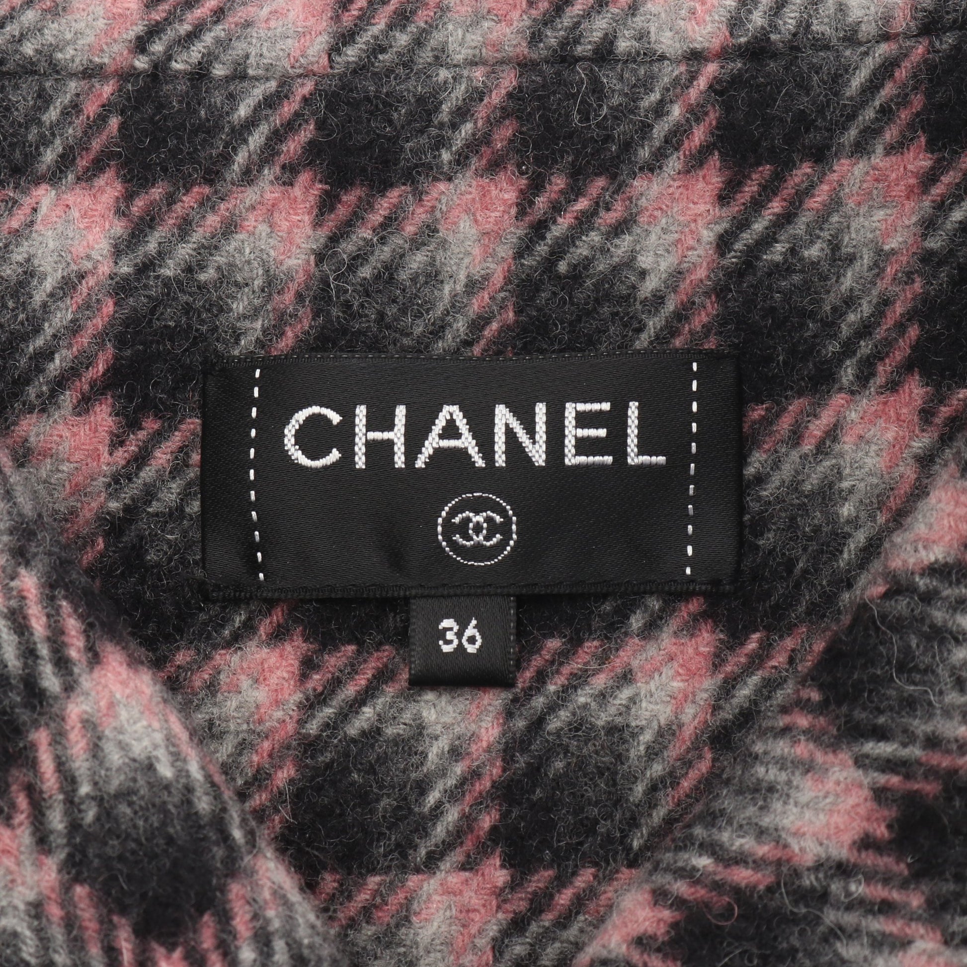 ココマークボタン ワッペンロゴ チェック クロップド ベスト ウール ブラック ピンク グレー シャネル トップス CHANEL
