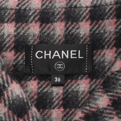 ココマークボタン ワッペンロゴ チェック クロップド ベスト ウール ブラック ピンク グレー シャネル トップス CHANEL