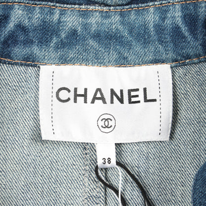 ココマークボタン スパンコール デニムジャケット コットン ブルー シャネル アウター CHANEL