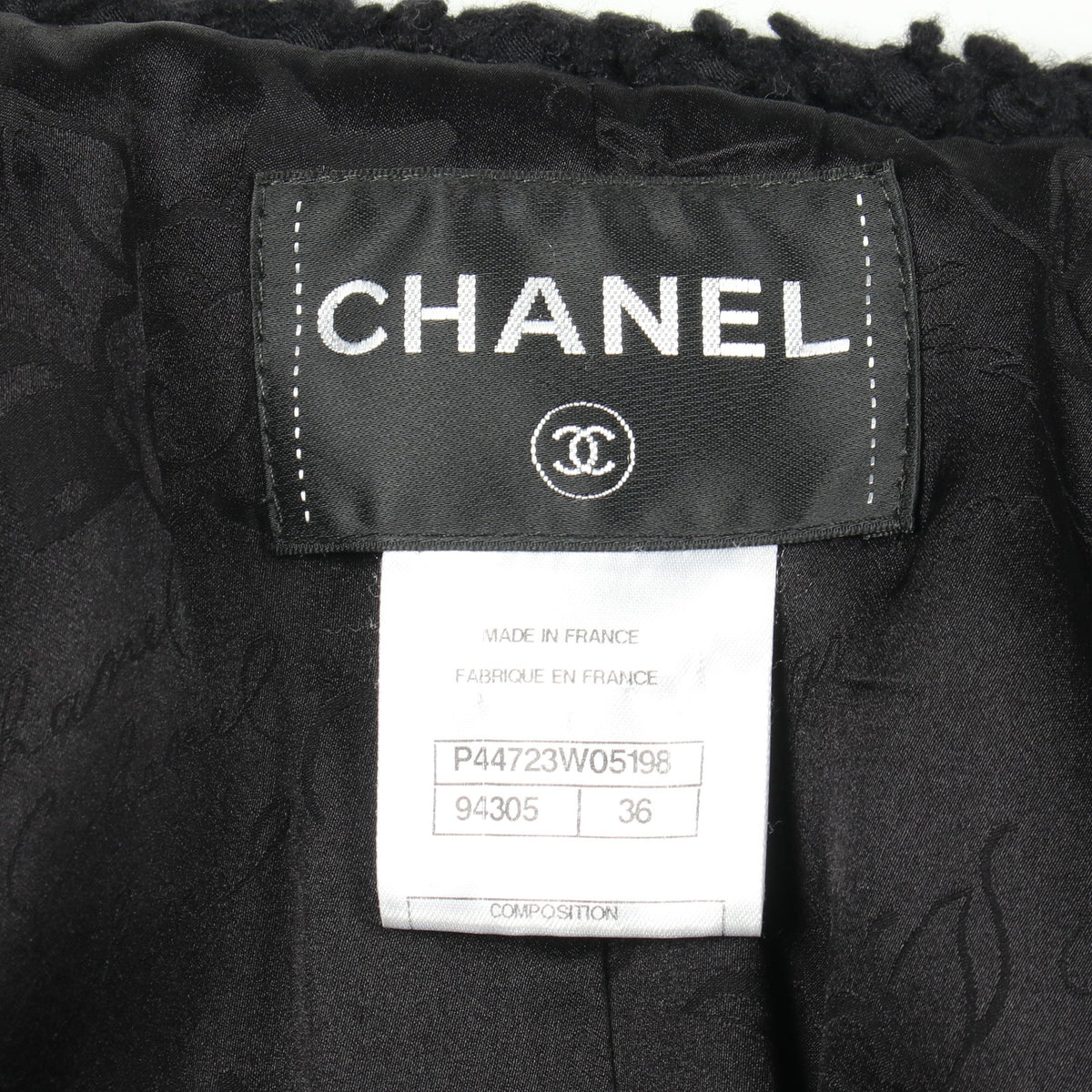 ココマークボタン 切替 ツイード ノーカラー コート ナイロン ブラック シャネル アウター CHANEL