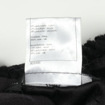 ココマークボタン 切替 ツイード ノーカラー コート ナイロン ブラック シャネル アウター CHANEL