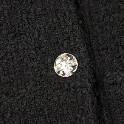 ココマークボタン ツイード ジャケット ナイロン ウール ブラック シャネル アウター CHANEL