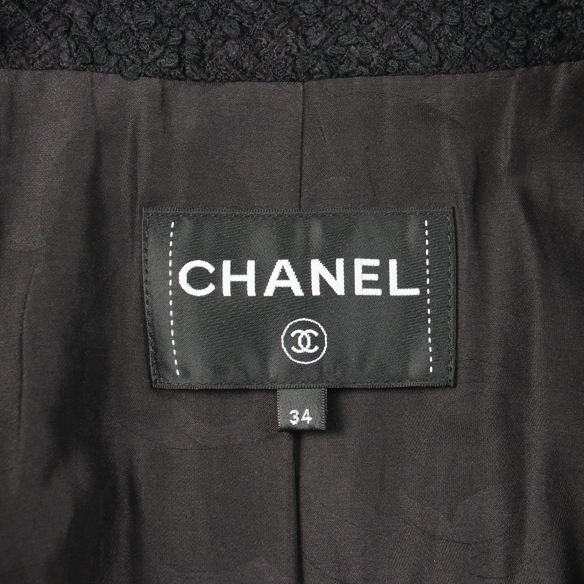 ココマークボタン ツイード ジャケット ナイロン ウール ブラック シャネル アウター CHANEL