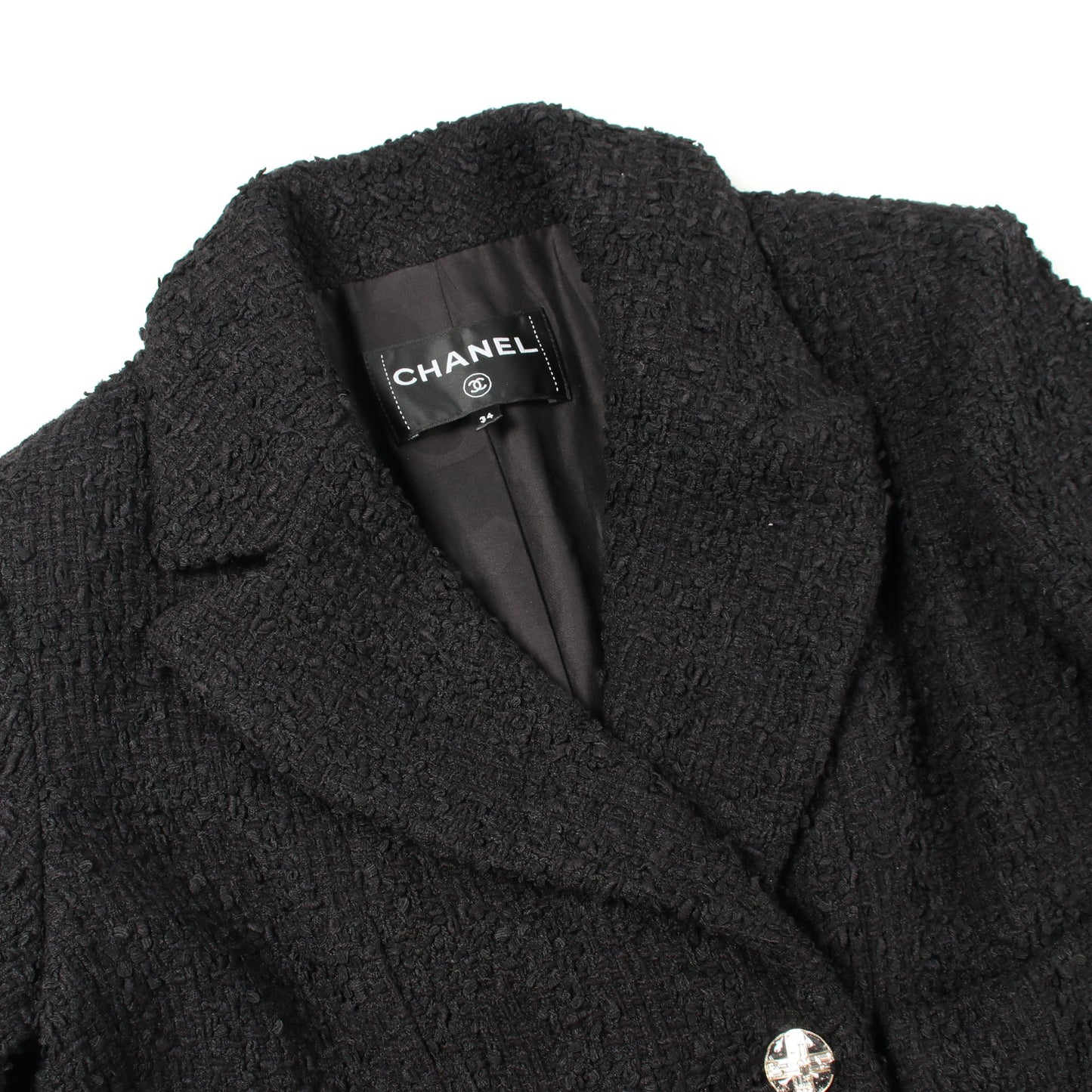 ココマークボタン ツイード ジャケット ナイロン ウール ブラック シャネル アウター CHANEL