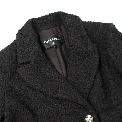 ココマークボタン ツイード ジャケット ナイロン ウール ブラック シャネル アウター CHANEL
