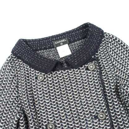ココマークボタン ダブルブレスト ニット ジャケット カシミヤ シルク ネイビー シャネル アウター CHANEL