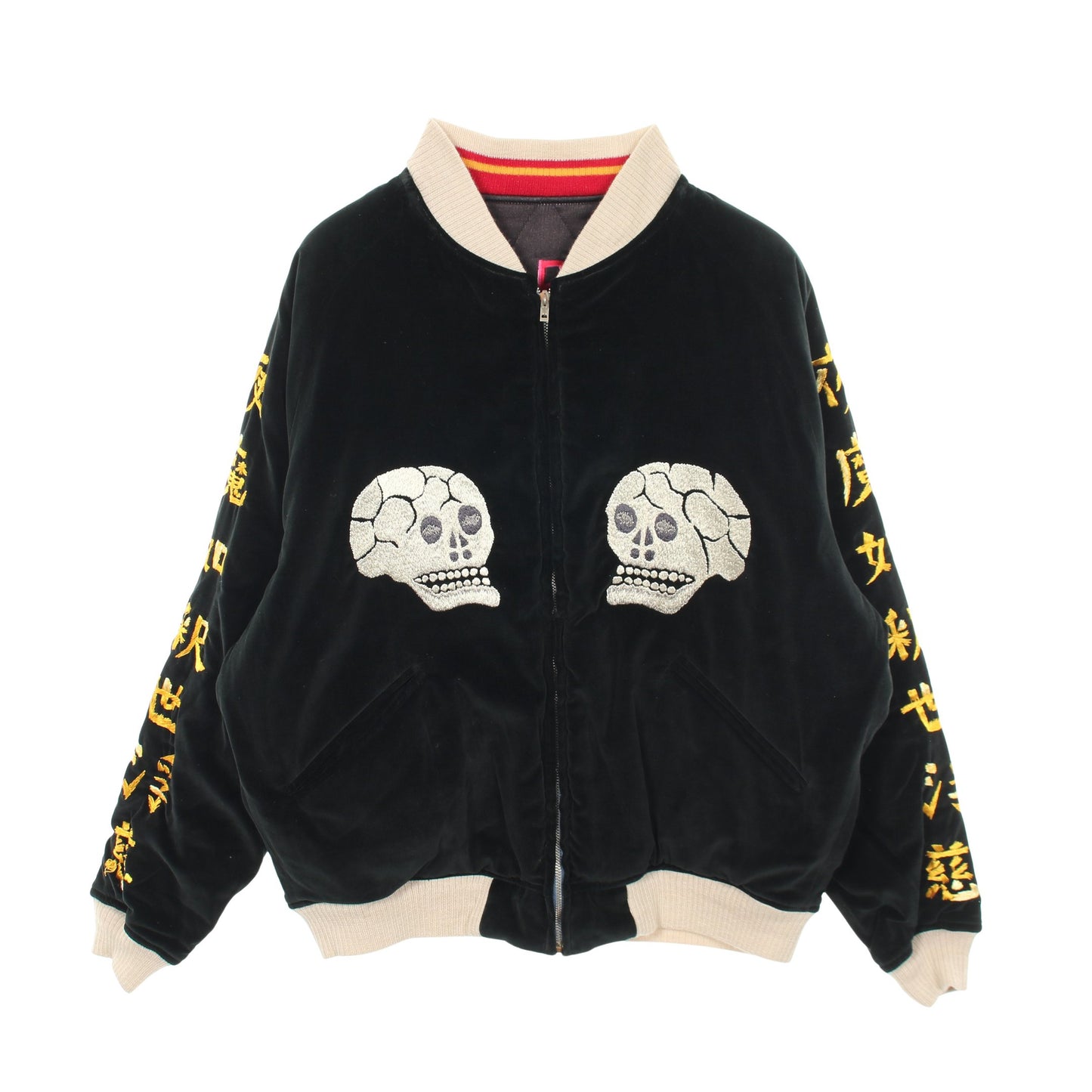 SAINT MICHAEL × WILDSIDE YOHJI YAMAMOTO スカル ローズ 刺繍 リバーシブル 中綿 ジャケット レーヨン コットン ブラック マルチカラー セント マイケル アウター SAINT MICHAEL