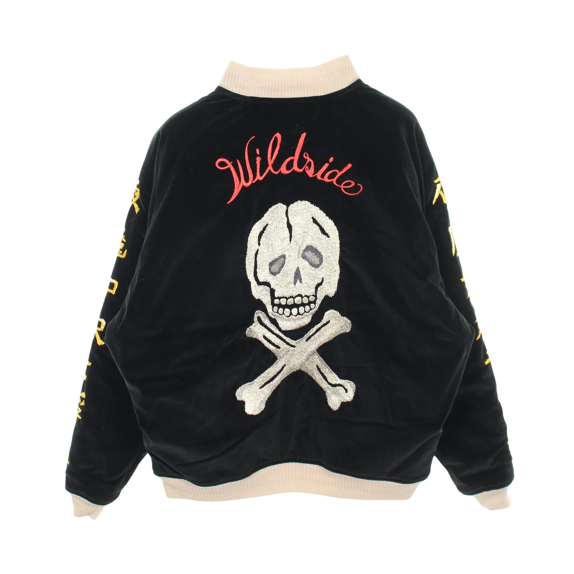 SAINT MICHAEL × WILDSIDE YOHJI YAMAMOTO スカル ローズ 刺繍 リバーシブル 中綿 ジャケット レーヨン コットン ブラック マルチカラー セント マイケル アウター SAINT MICHAEL