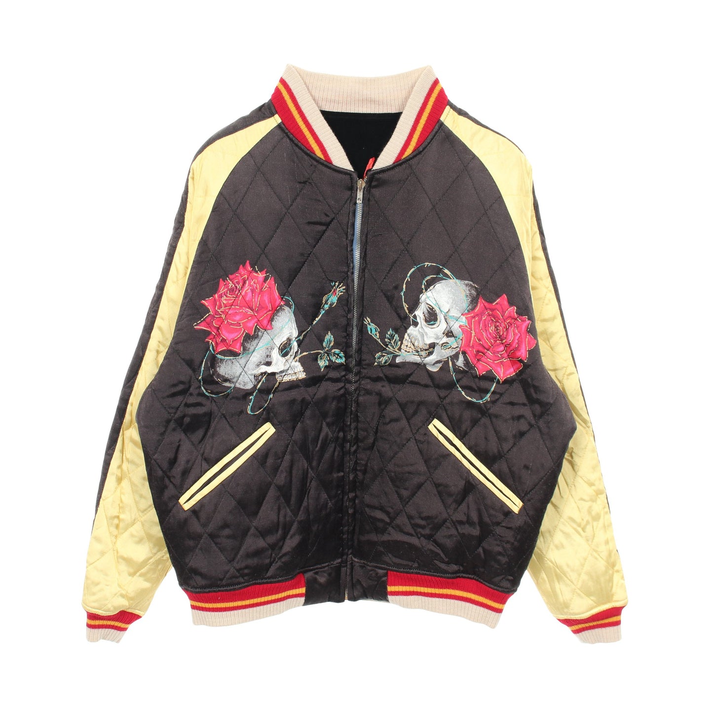 SAINT MICHAEL × WILDSIDE YOHJI YAMAMOTO スカル ローズ 刺繍 リバーシブル 中綿 ジャケット レーヨン コットン ブラック マルチカラー セント マイケル アウター SAINT MICHAEL