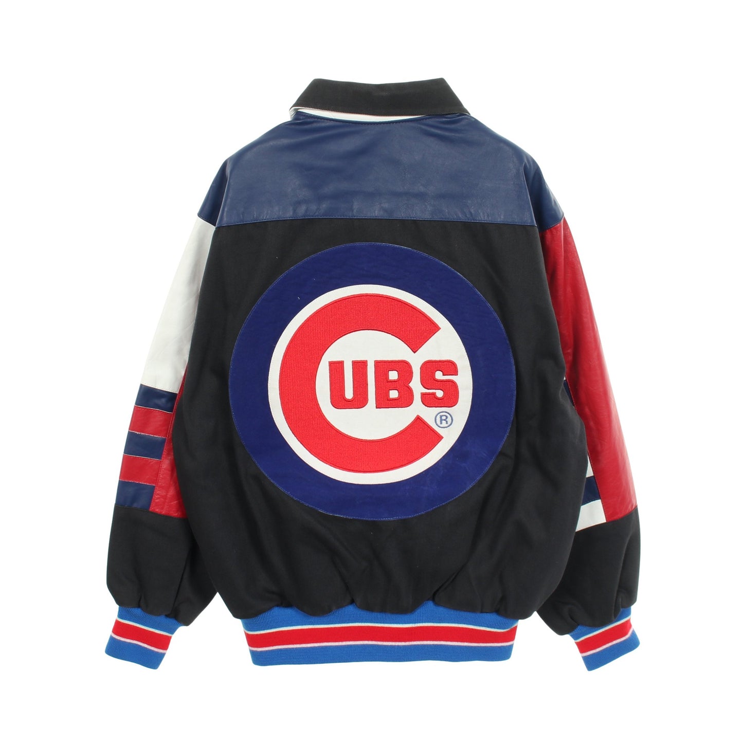 JEFF HAMILTON × MLB CHICAGO CUBS ブルゾン スタジャン コットン レザー ダークグレー マルチカラー ジェフハミルトン