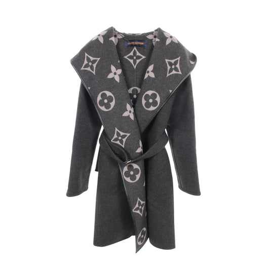 フーテッド ラップコート ジャイアントモノグラム コート ウール グレー ルイヴィトン