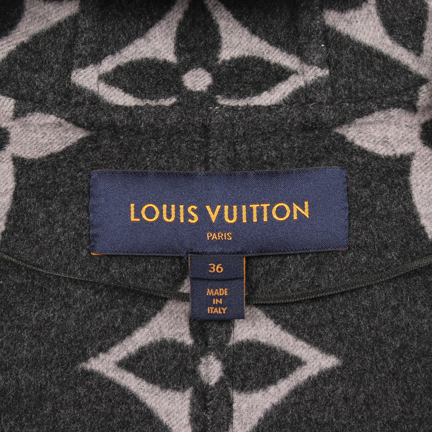 フーテッド ラップコート ジャイアントモノグラム コート ウール グレー ルイヴィトン アウター LOUIS VUITTON