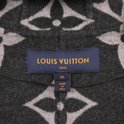 フーテッド ラップコート ジャイアントモノグラム コート ウール グレー ルイヴィトン アウター LOUIS VUITTON