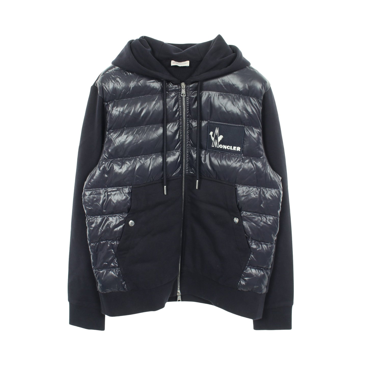フード付き 切替 ダウンジャケット コットン ナイロン ネイビー モンクレール アウター MONCLER