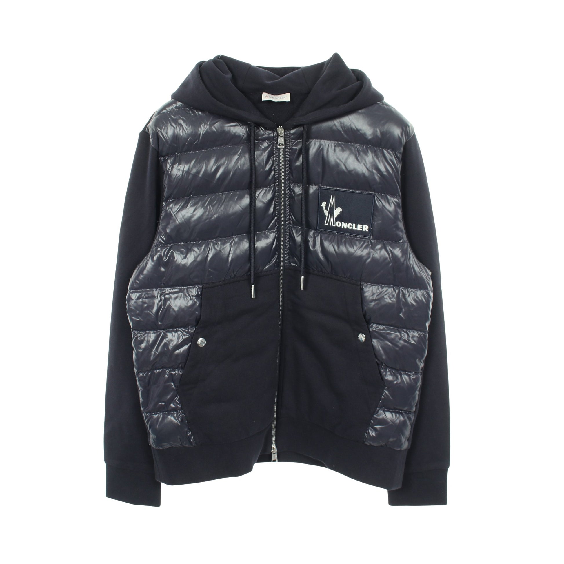 フード付き 切替 ダウンジャケット コットン ナイロン ネイビー モンクレール アウター MONCLER