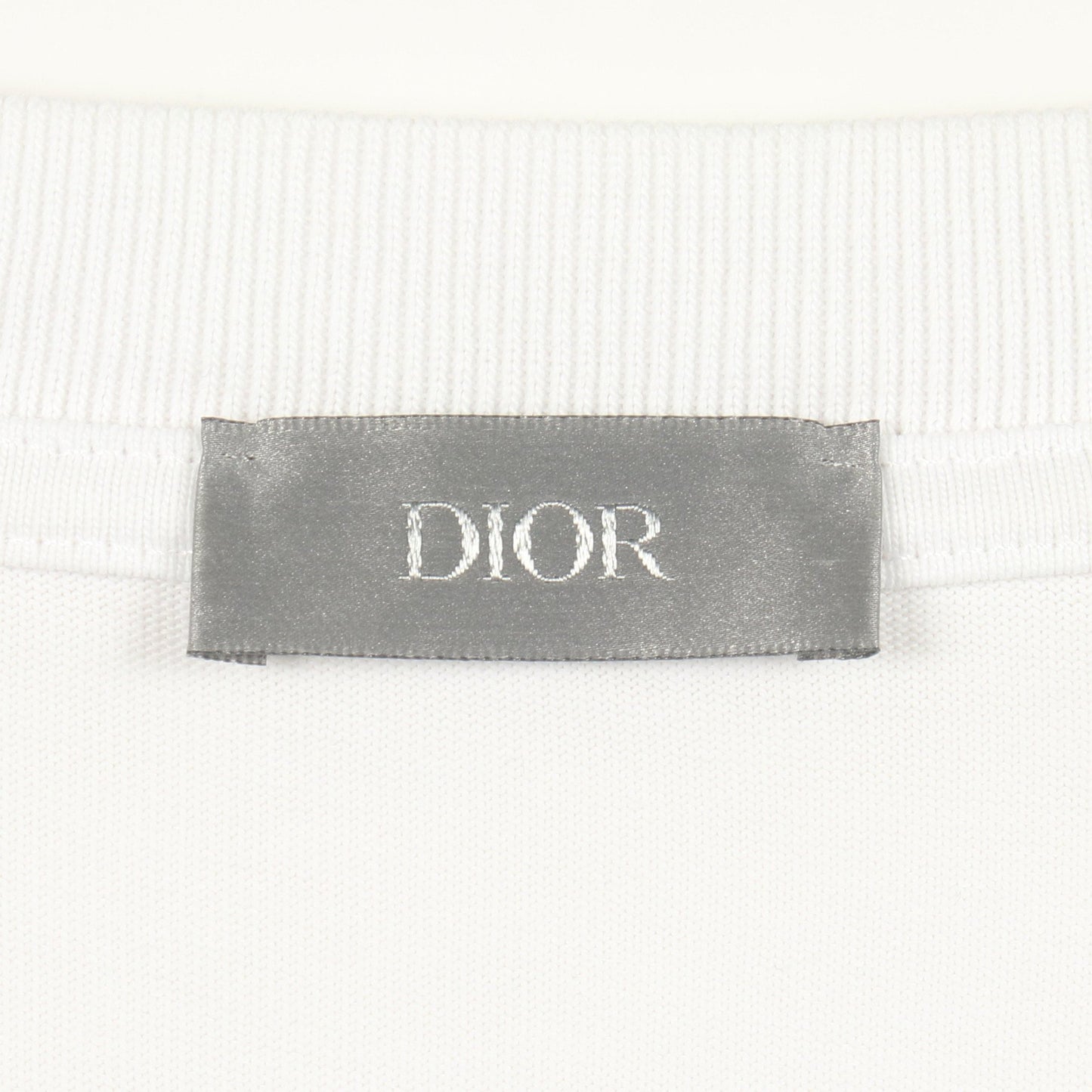 ロゴ刺繍 クルーネック 半袖Tシャツ コットン ホワイト グレー クリスチャンディオール トップス Christian Dior