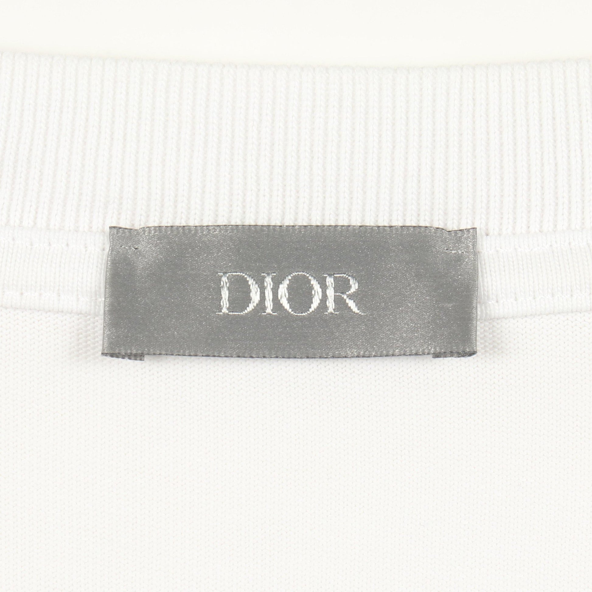 ロゴ刺繍 クルーネック 半袖Tシャツ コットン ホワイト グレー クリスチャンディオール トップス Christian Dior